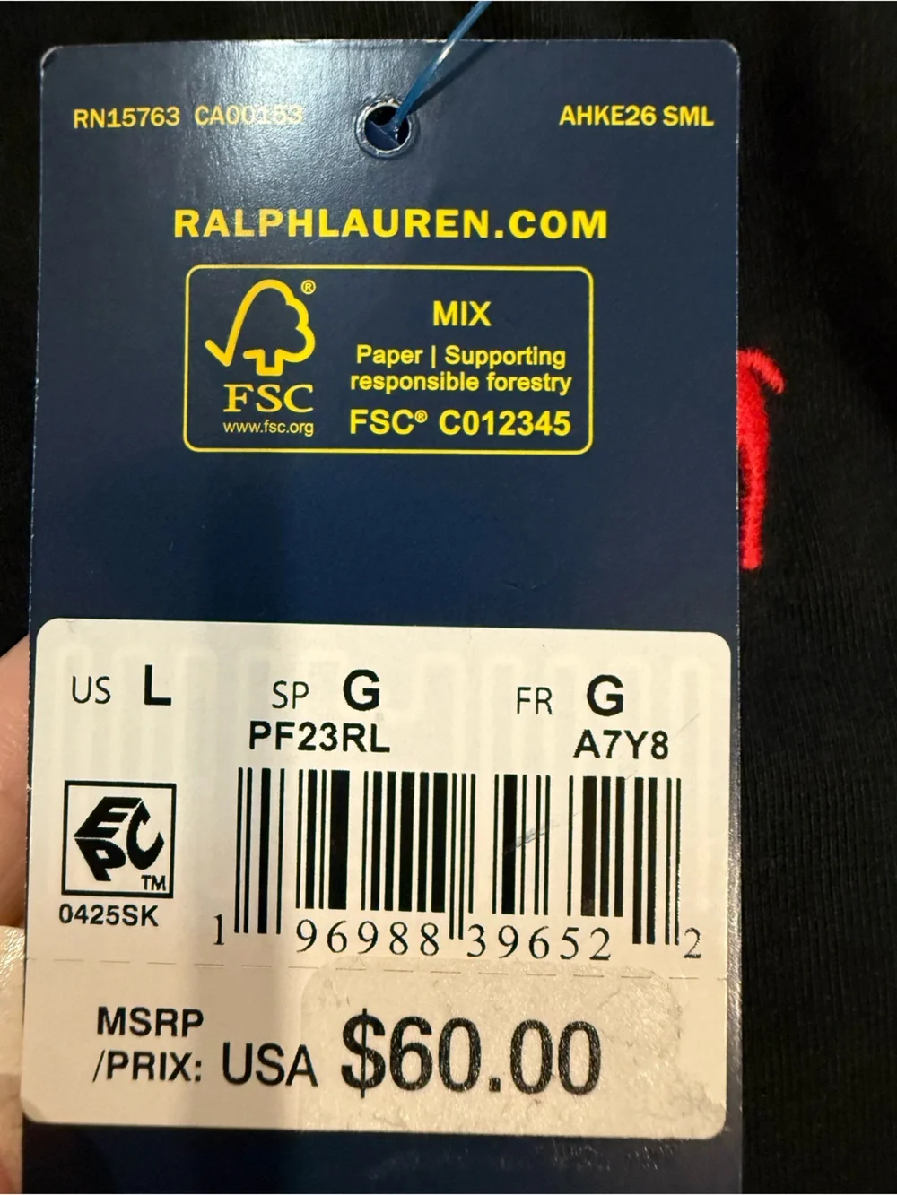 Polo by Ralph Lauren Black Sweatpants with Red Logo & Ties